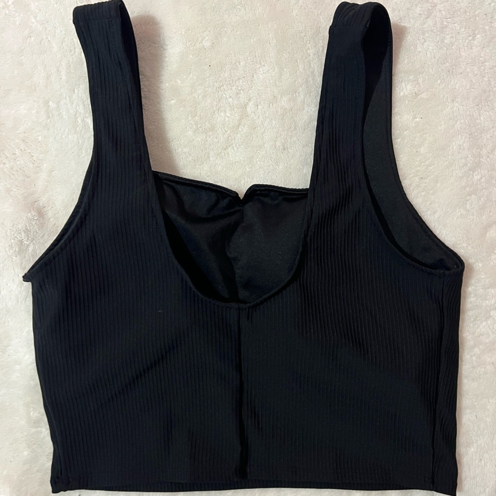 Black Ribbed Women's Top - Picture 2 of 3